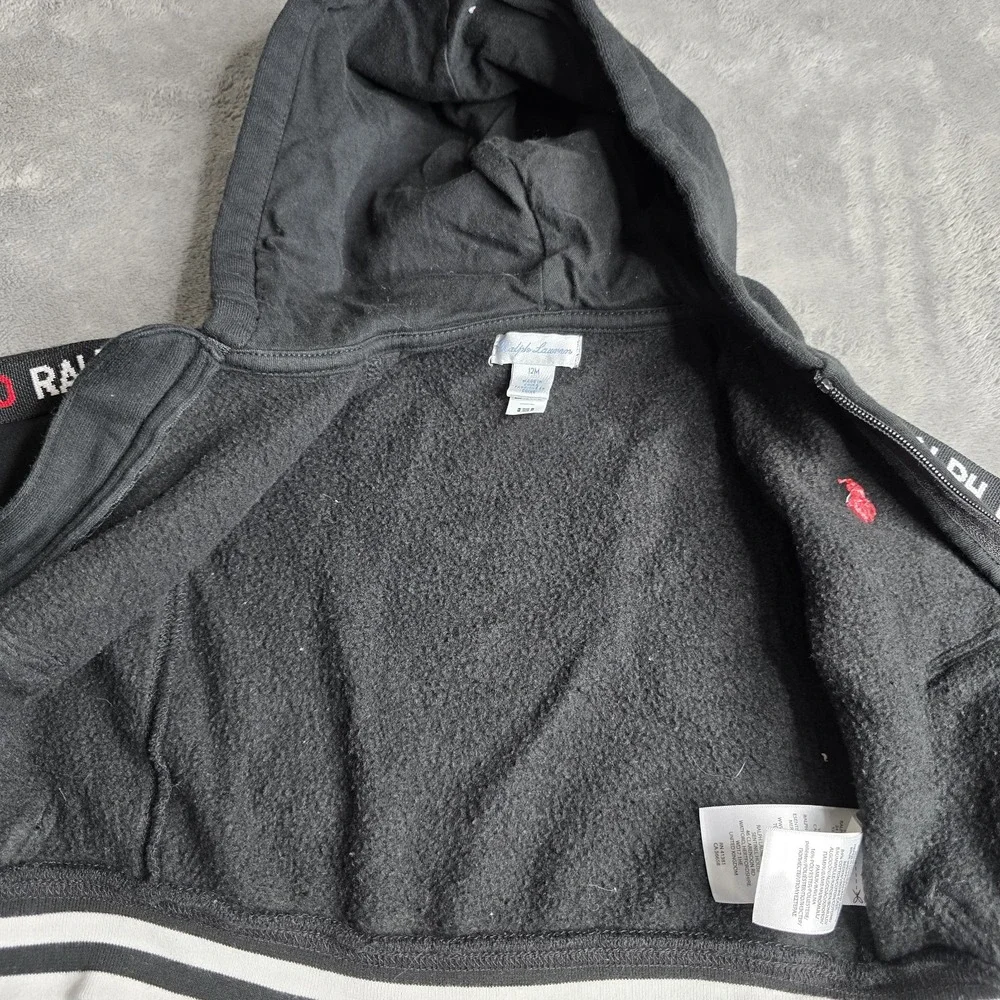 Polo Ralph Lauren Jogger Suit Full Zip Hoodie Kids Size 12 Months 2 Piece Black